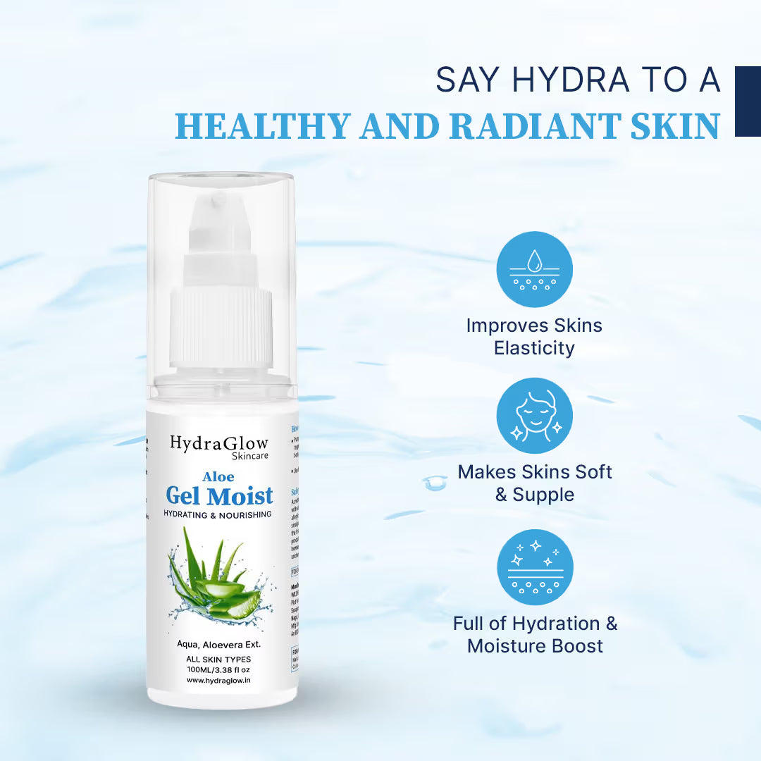 Hydra Glow Skincare Aloe Gel Moist Hydrating and Nourishing Moisturizer (100ml)