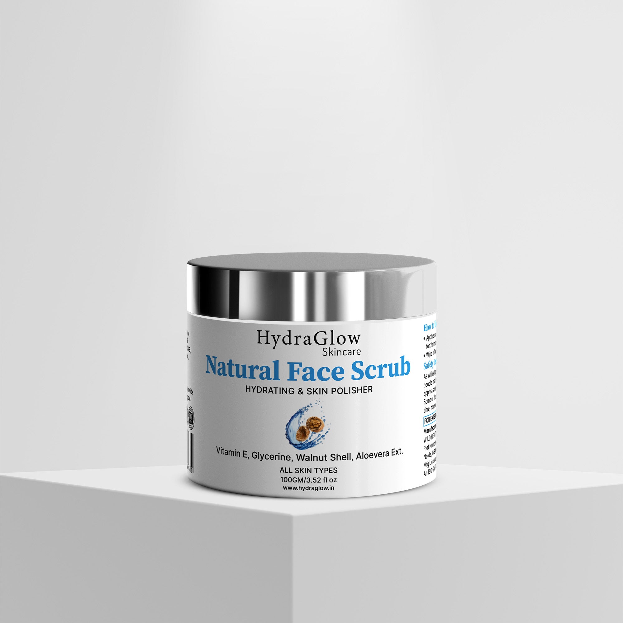 Hydra Glow Skincare Natural Face Scrub Skin Polisher (60ml)