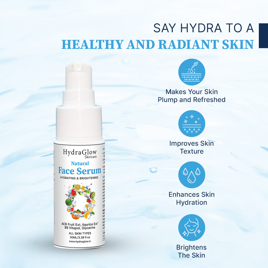 Hydra Glow Skincare Natural Face Serum Hydrating & Brightening (30ml)